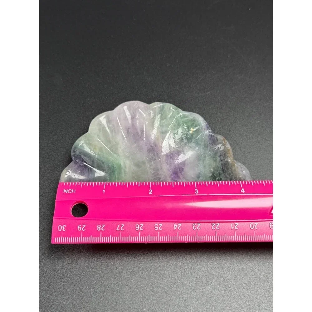 Natural Fluorite Shell Dish Bowl Hand Carved Stone Healing Crystal UVs 182g 4